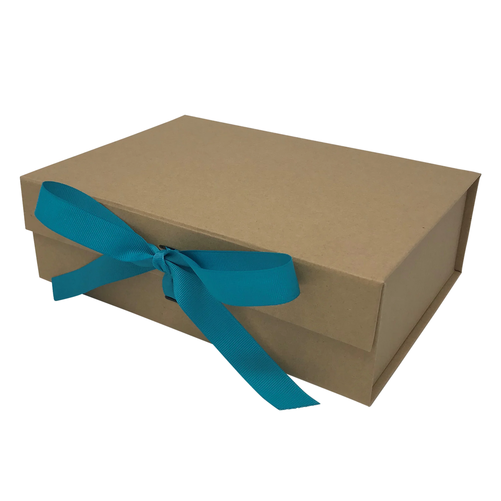 Wholesale A4 Size Natural Kraft Folding Magnetic Gift Box with Changeable Ribbon