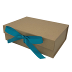 Wholesale A4 Size Natural Kraft Folding Magnetic Gift Box with Changeable Ribbon