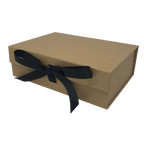 Wholesale A4 Size Natural Kraft Folding Magnetic Gift Box with Changeable Ribbon