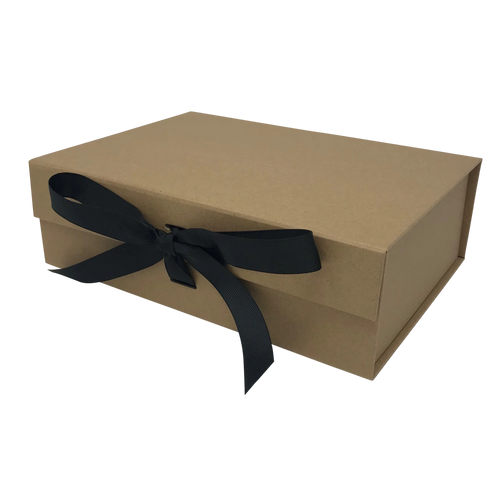 Wholesale A4 Size Natural Kraft Folding Magnetic Gift Box with Changeable Ribbon