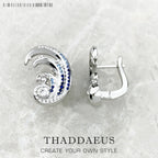 Blue Stones Wave Ear Clip 925 Sterling Silver Maritime Fashion Gift
