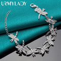 Dragonfly Chain Bracelet 925 Sterling Silver Women Wedding Party Jewellery