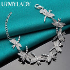 Dragonfly Chain Bracelet 925 Sterling Silver Women Wedding Party Jewellery