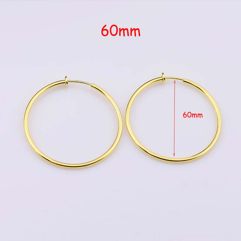New Diameter 2/4/6cm Ear Clips Rings Punk Non-Pierced Hoop Earrings