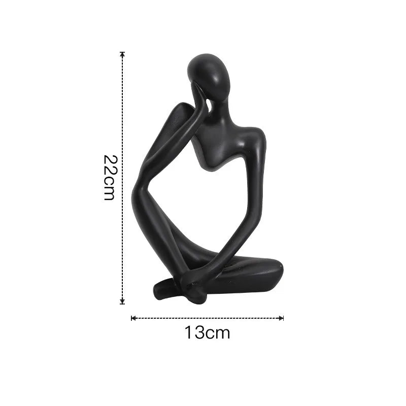 Nordic Abstract Sculpture Thinker Statue Resin Woman Figurine Office Home Decoration