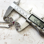 Colourful Dragonfly Pendant Necklace 925 Sterling Silver Fine Jewellery