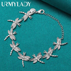 Dragonfly Chain Bracelet 925 Sterling Silver Women Wedding Party Jewellery