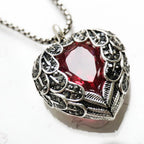 Red Winged Heart Pendant Necklace 925 Sterling Silver Fashion Jewellery Gift