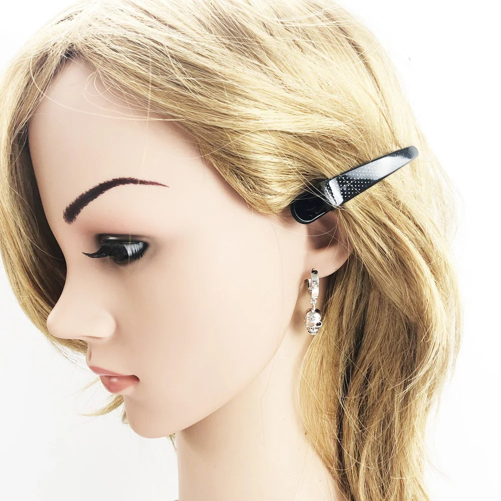 Skull Hinged Hoop Earrings 925 Sterling Silver Trendy Women Men Gift