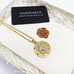 Gold Colour Sun Link Chain Necklace Ethnic 925 Sterling Silver Men Women Gift