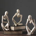 Nordic Abstract Sculpture Thinker Statue Resin Woman Figurine Office Home Decoration