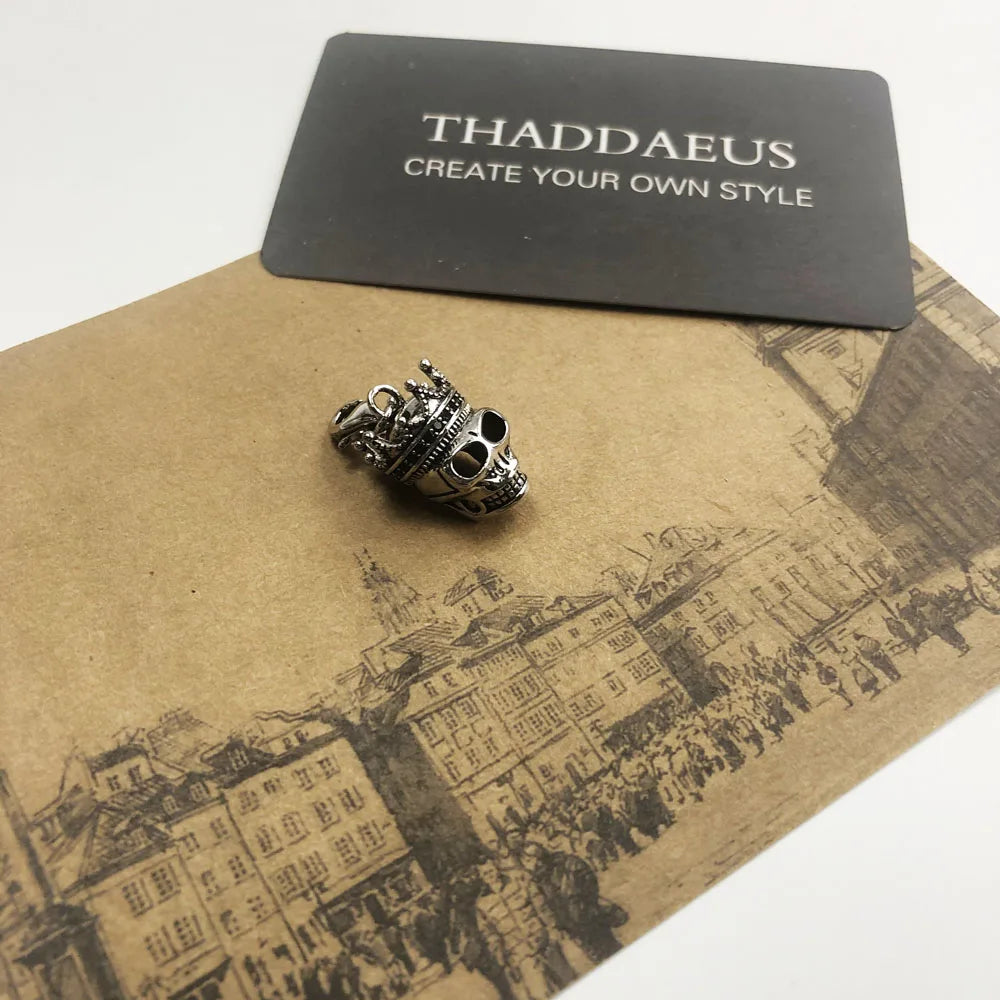 Skull King Charm Necklace 925 Sterling Silver Rock Jewellery Men Women Gift
