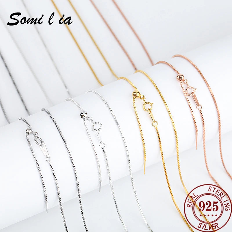 925 Sterling Silver Box Chain Choker Necklace Gold Plated for Women