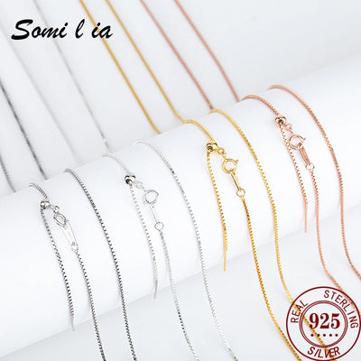 925 Sterling Silver Box Chain Choker Necklace Gold Plated for Women