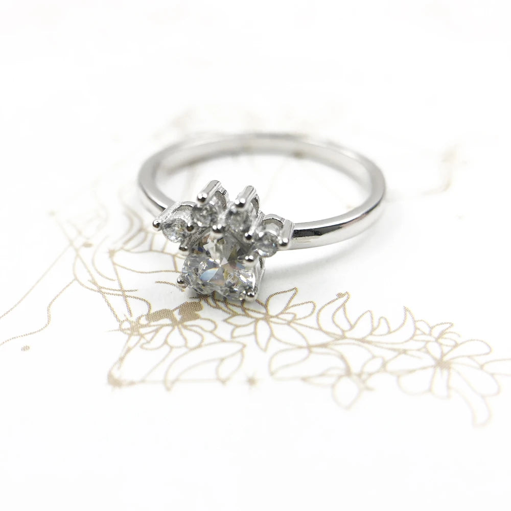 Brilliant Cat Paw Ring 925 Sterling Silver Delicate Cute Jewellery Women
