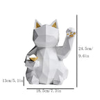 25cm Resin Lucky Cat Statue Nordic Animal Figurine Office Living Room Ornaments