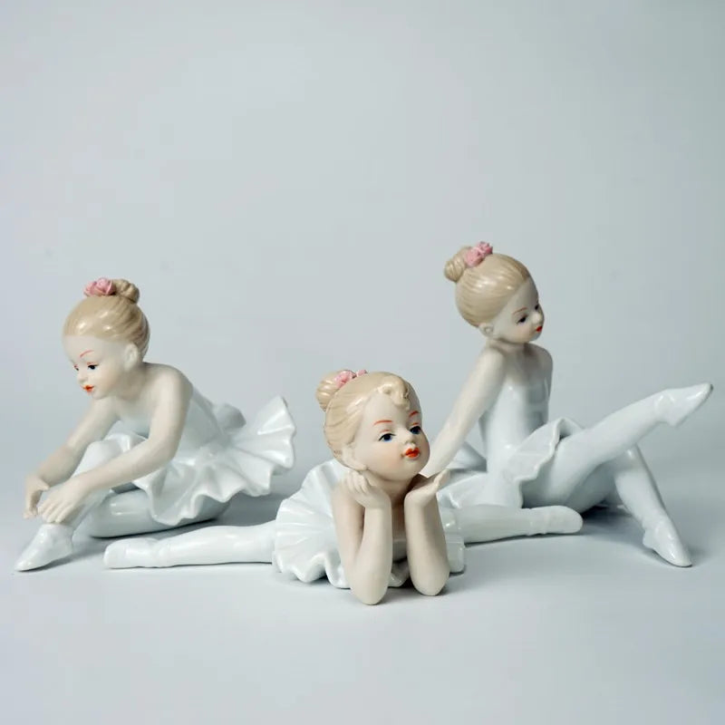 Ceramic Ballet Girl Figurine Doll Interior Home Decoration Living Room Creative Gift