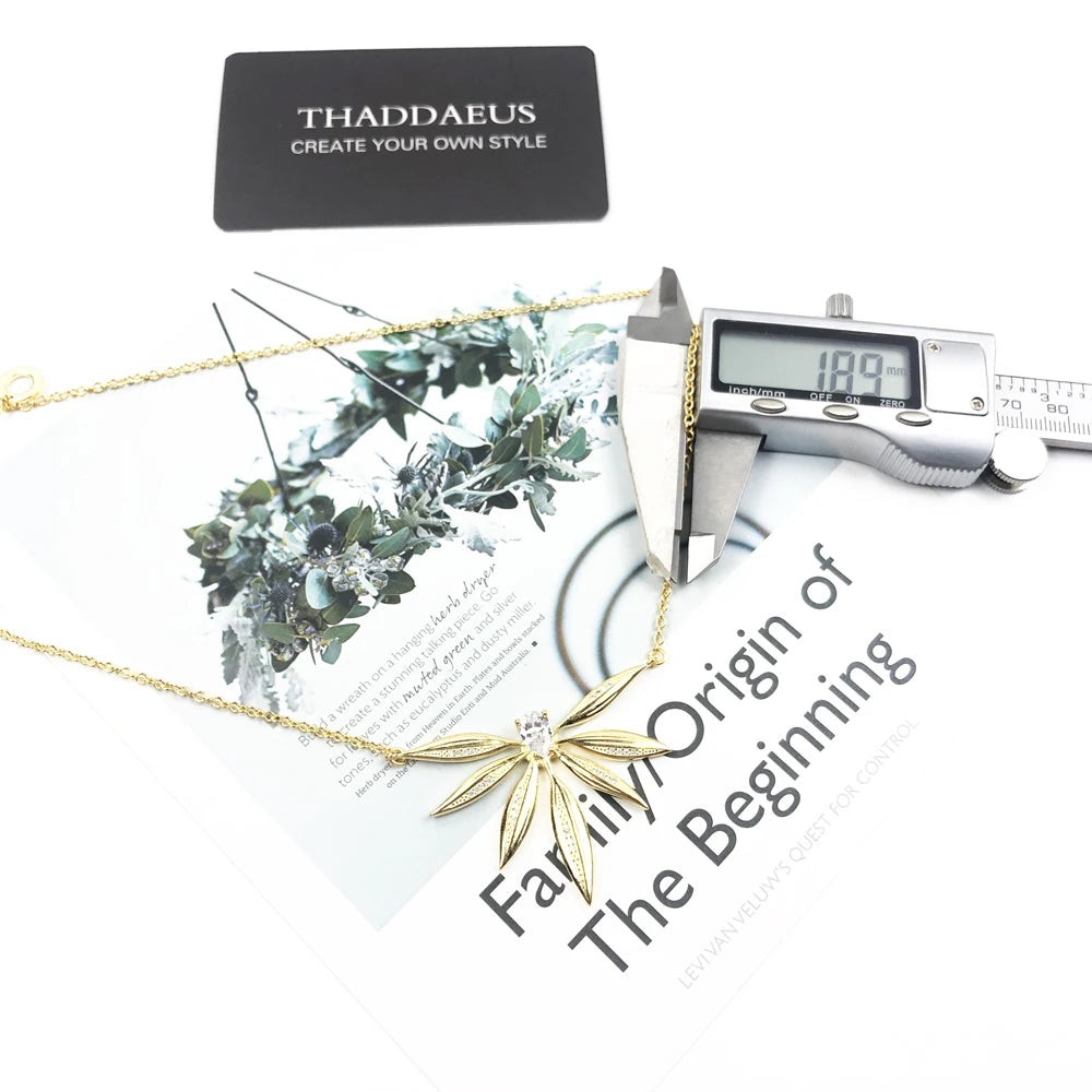 Large Leaves Necklace 925 Sterling Silver Spring Fine Jewellery Women's Gift