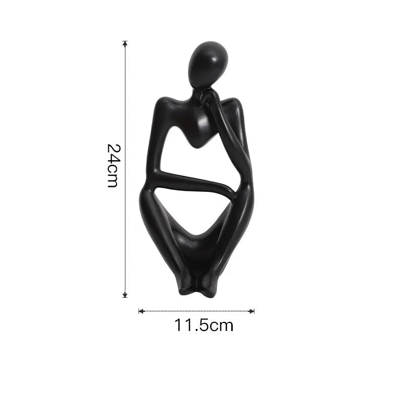 Nordic Abstract Sculpture Thinker Statue Resin Woman Figurine Office Home Decoration
