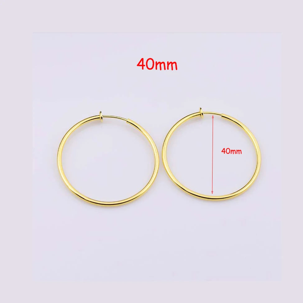 New Diameter 2/4/6cm Ear Clips Rings Punk Non-Pierced Hoop Earrings