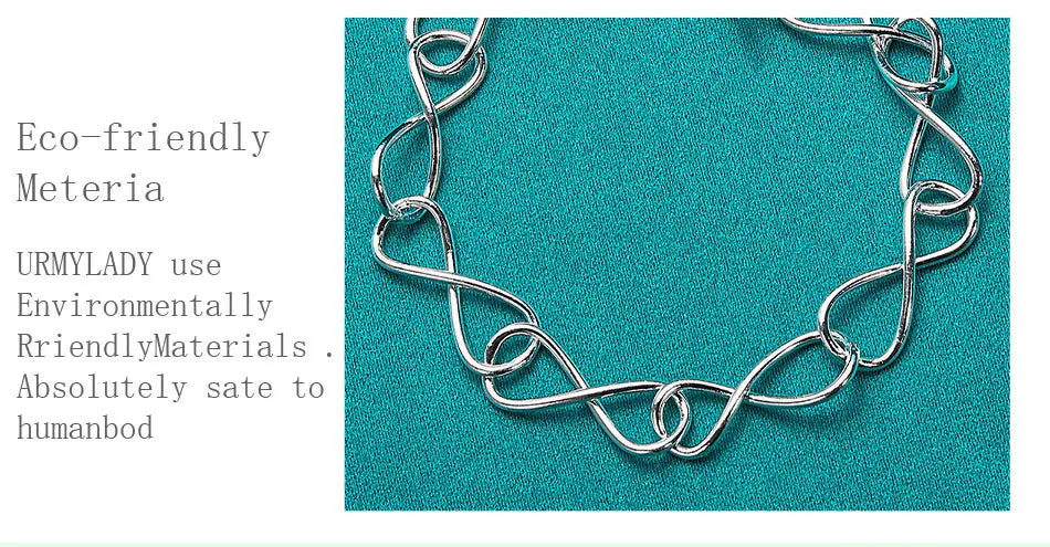 Twisted Circle Chain Bracelet 925 Sterling Silver Luxury Fashion Lovers Gift