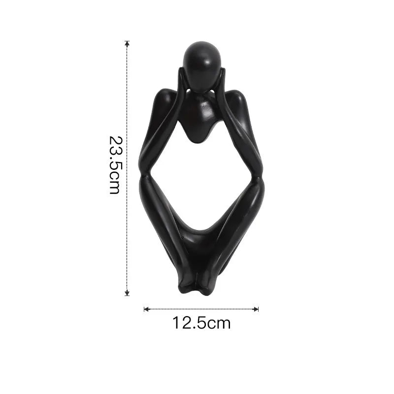 Nordic Abstract Sculpture Thinker Statue Resin Woman Figurine Office Home Decoration