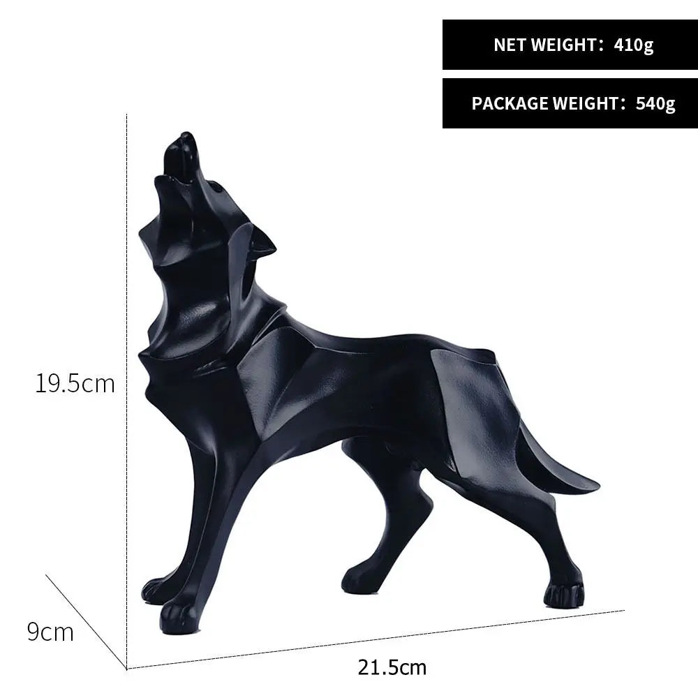 Resin Abstract Wolf Statue Geometric Animal Figurines Office Interior Decoration Nordic Home Decor