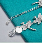 Dragonfly Chain Bracelet 925 Sterling Silver Women Wedding Party Jewellery