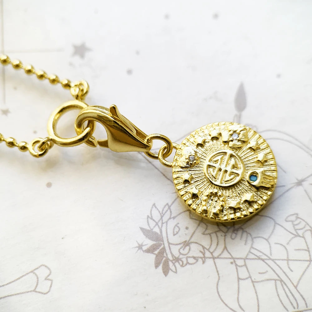Lucky Coin Charm Necklace 925 Sterling Silver Fine Jewellery Men Women Gift