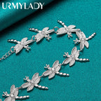Dragonfly Chain Bracelet 925 Sterling Silver Women Wedding Party Jewellery