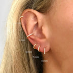 2PCS Stainless Steel Minimal Hoop Earrings Zirconia Small Huggie Thin