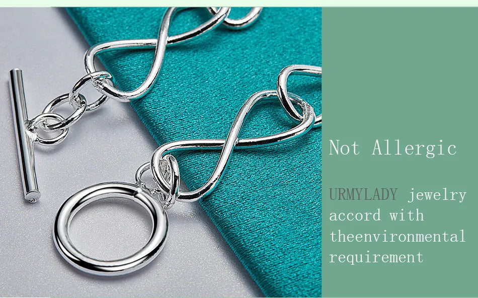 Twisted Circle Chain Bracelet 925 Sterling Silver Luxury Fashion Lovers Gift