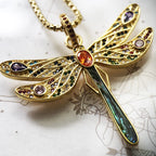 Golden Dragonfly Necklace 925 Sterling Silver Fine Jewellery Women's Gift