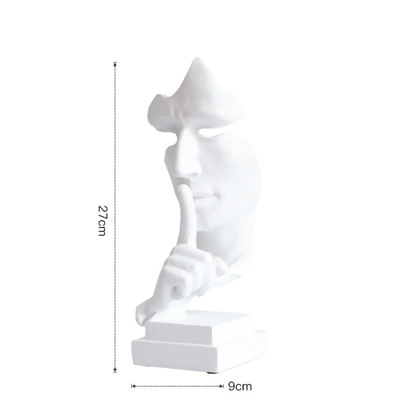 27cm Resin Silence is Golden Mask Statue Abstract Art Ornament Office Decoration
