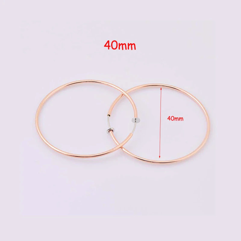 New Diameter 2/4/6cm Ear Clips Rings Punk Non-Pierced Hoop Earrings