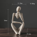 Nordic Abstract Sculpture Thinker Statue Resin Woman Figurine Office Home Decoration