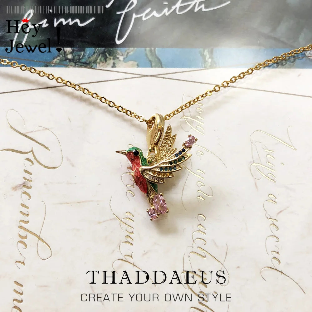 Colourful Hummingbird Necklace 925 Sterling Silver Bohemia Jewellery Gift