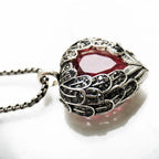 Red Winged Heart Pendant Necklace 925 Sterling Silver Fashion Jewellery Gift