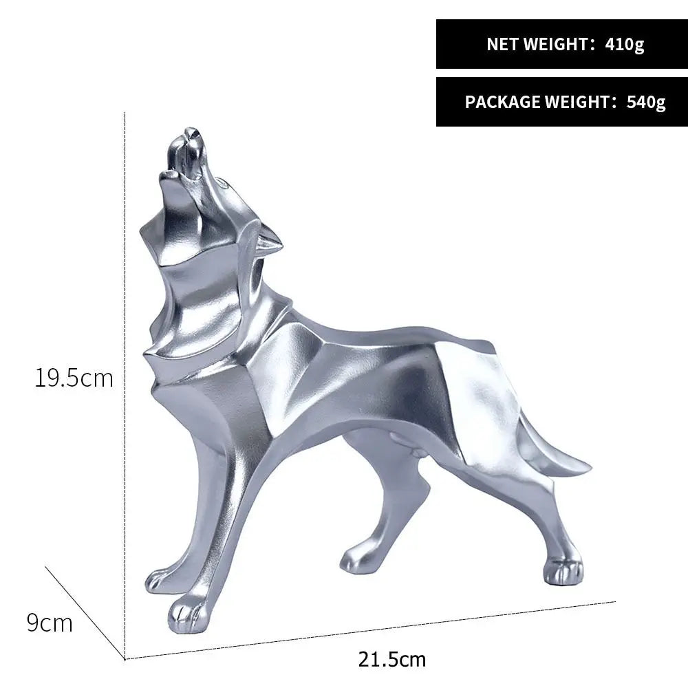Resin Abstract Wolf Statue Geometric Animal Figurines Office Interior Decoration Nordic Home Decor