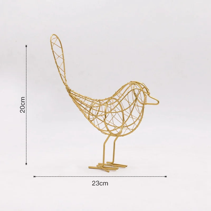 Iron Bird Figurines Nordic Abstract Statue Animal Home Decoration Accessories