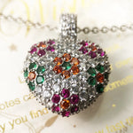 Heart Colourful Flower Necklace 925 Sterling Silver Romantic Jewellery Gift