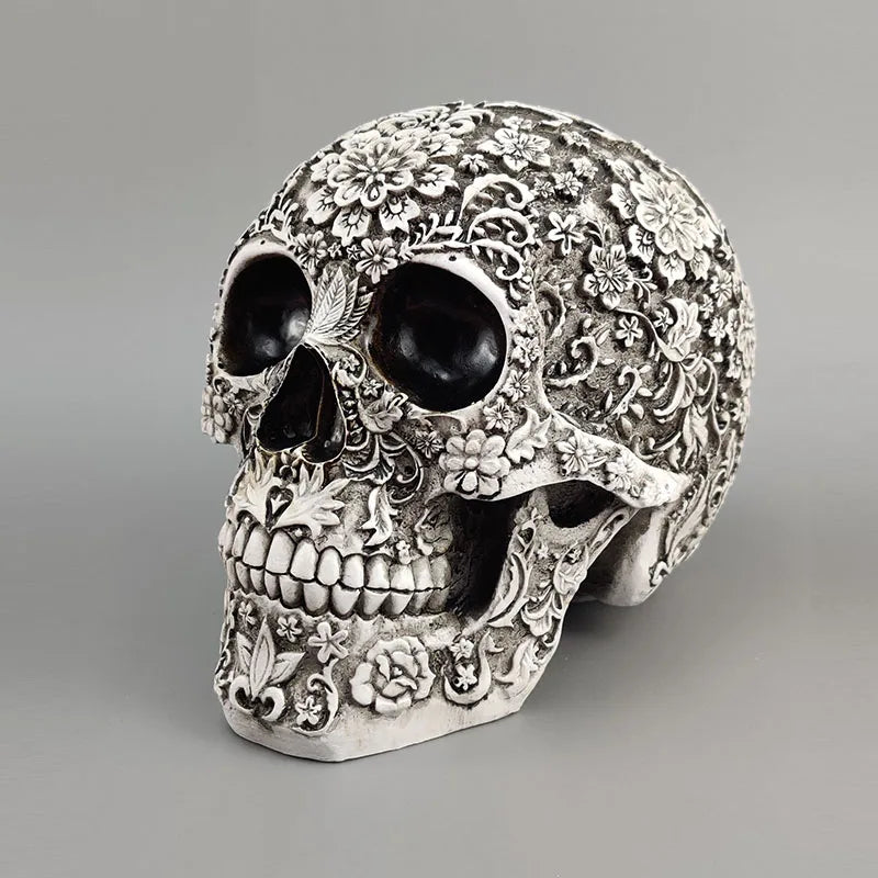 20cm Carved Skull Figurines Halloween Party Decoration White Head Sculpture Ornament