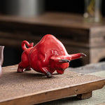 Ceramic Bull Figurines Cattle Ornaments Porcelain Animal Statue Office Desktop Decor