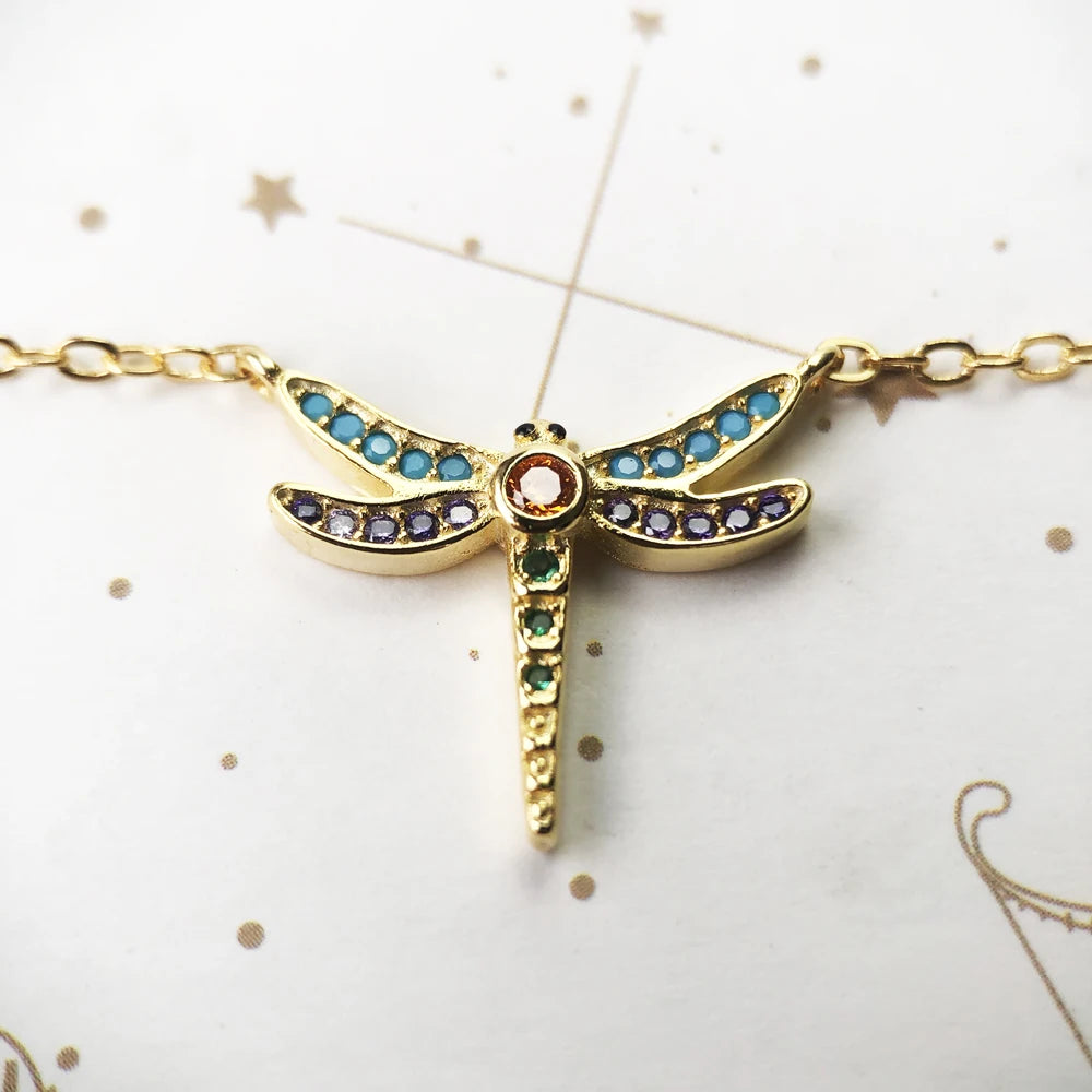 Small Dragonfly Necklace Link Chain 925 Sterling Silver Bohemia Jewellery