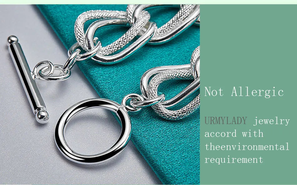 Double Twist Chain Bracelet 925 Sterling Silver Women Wedding Accessories