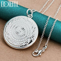 925 Sterling Silver Round Photo Frame Necklace Snake Chain 16 to 30 Inch