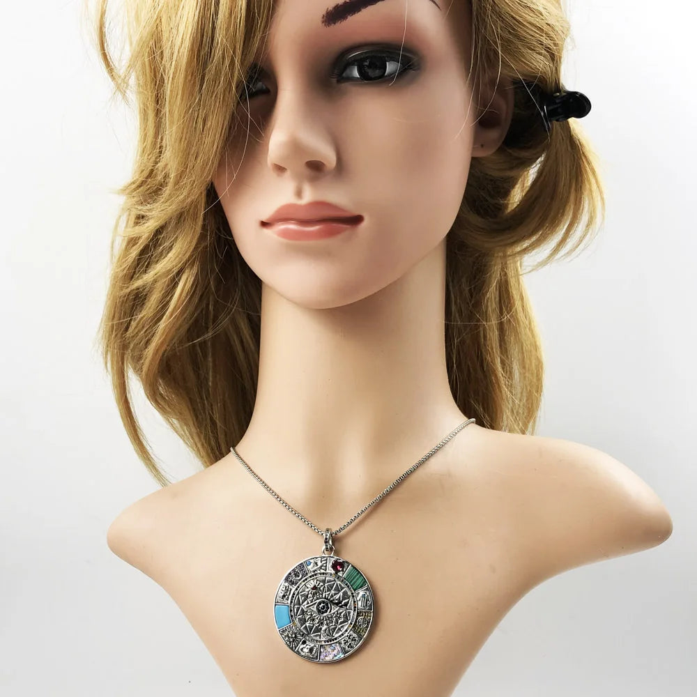 Magical Lucky Symbols Amulet Necklace Turquoise 925 Sterling Silver Gift
