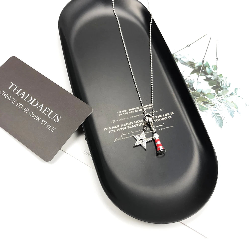 Star & Lighthouse Charm Necklace 925 Sterling Silver Trendy Jewellery Gift