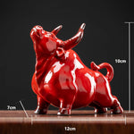 Ceramic Bull Figurines Cattle Ornaments Porcelain Animal Statue Office Desktop Decor
