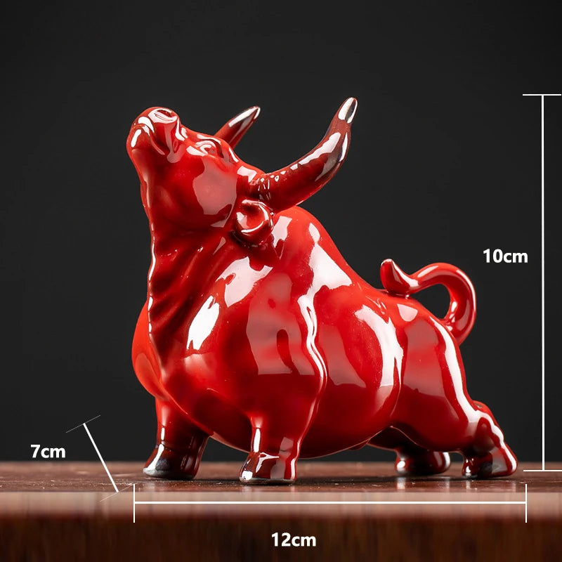 Ceramic Bull Figurines Cattle Ornaments Porcelain Animal Statue Office Desktop Decor